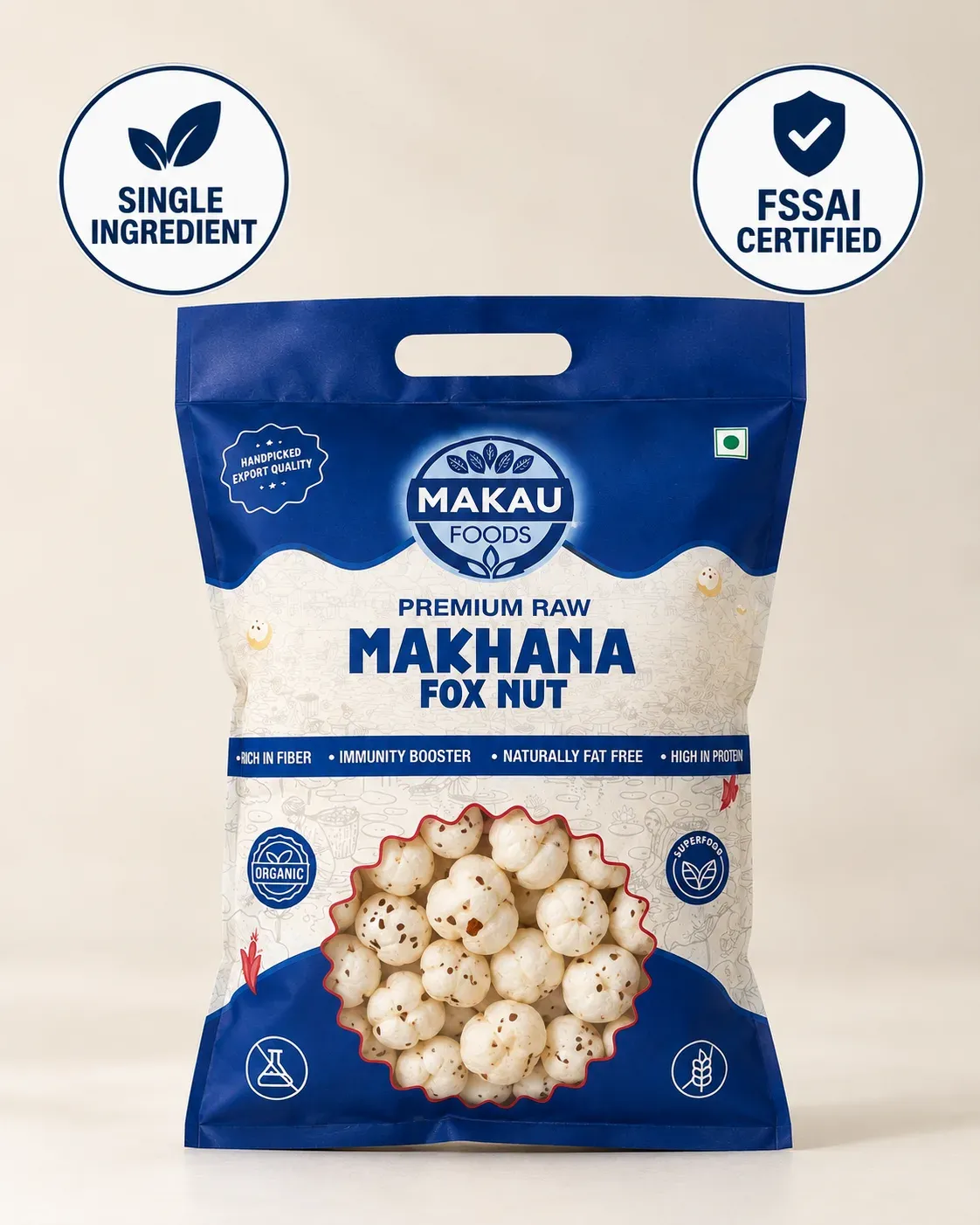 Sealed Makau pack, single ingredient and FSSAI certified